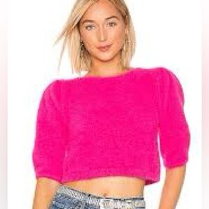 L’Academie Vivien Crop Hot Pink Sweater Size XXS